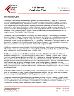 CV for Neil Broom Expert Witness in Digital Forensics Investigations